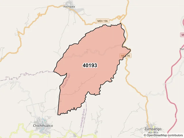 Mapa del código postal 40193, Eduardo Neri, Guerrero