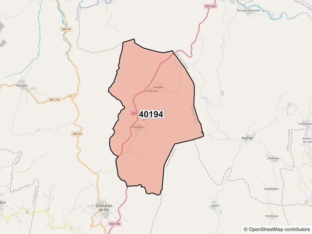 Mapa del código postal 40194, Eduardo Neri, Guerrero