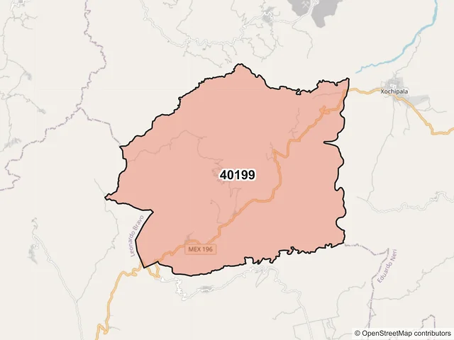Mapa del código postal 40199, Eduardo Neri, Guerrero