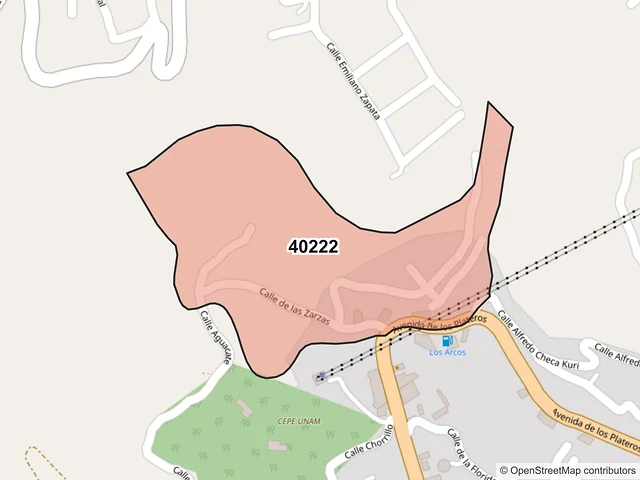 Mapa del código postal 40222, Taxco de Alarcón, Guerrero