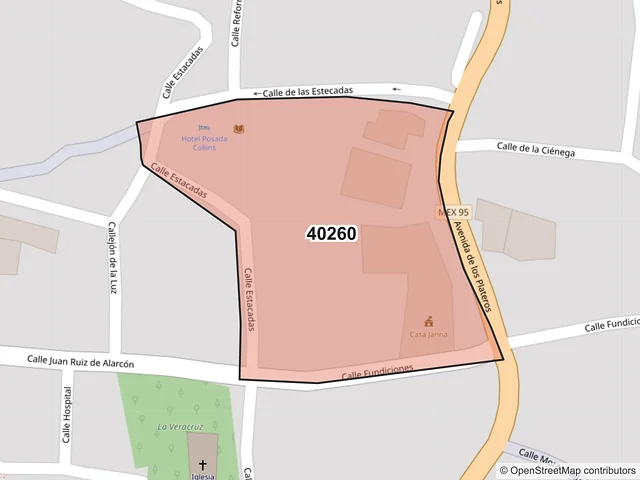 Mapa del código postal 40260, Taxco de Alarcón, Guerrero