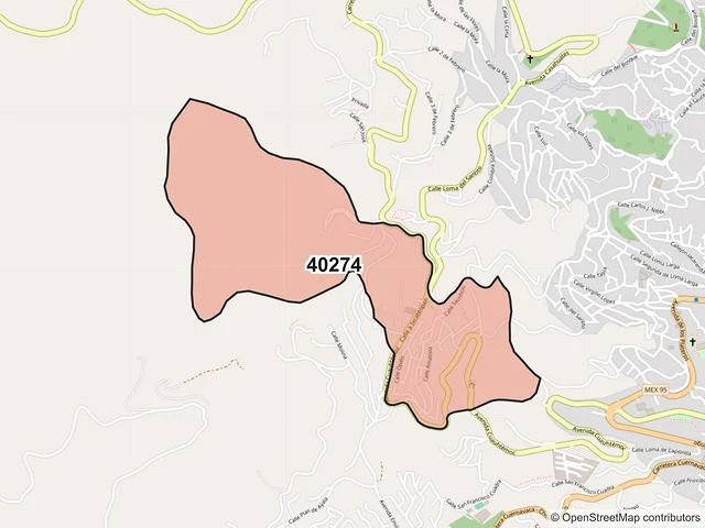 Mapa del código postal 40274, Taxco de Alarcón, Guerrero