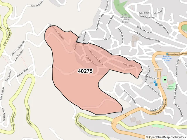 Mapa del código postal 40275, Taxco de Alarcón, Guerrero
