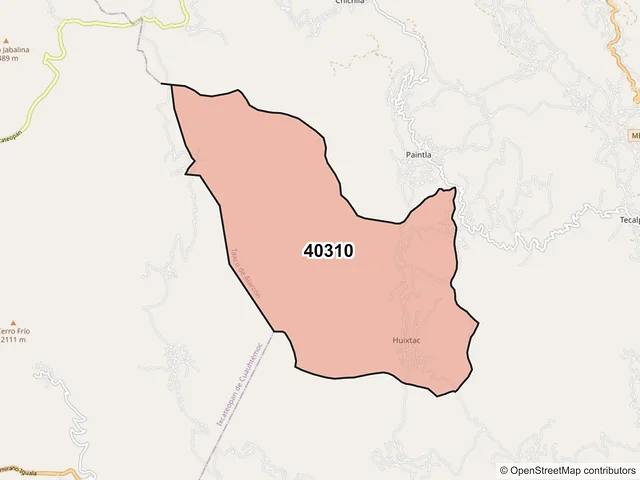 Mapa del código postal 40310, Taxco de Alarcón, Guerrero