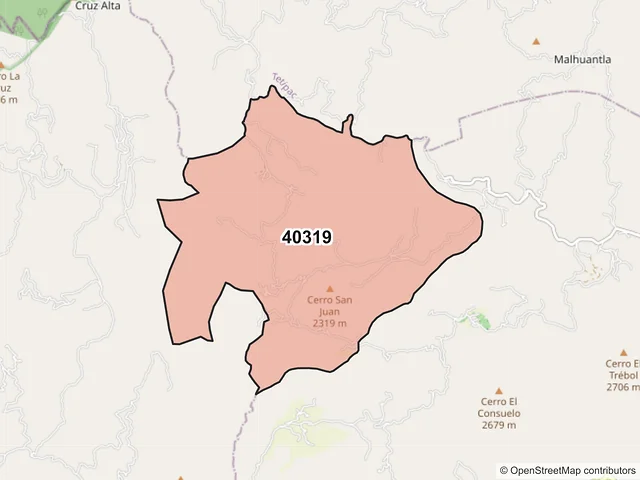 Mapa del código postal 40319, Taxco de Alarcón, Guerrero