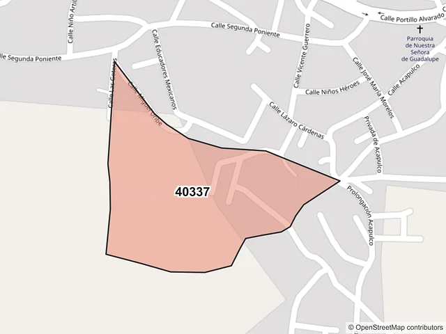 Mapa del código postal 40337, Buenavista de Cuéllar, Guerrero
