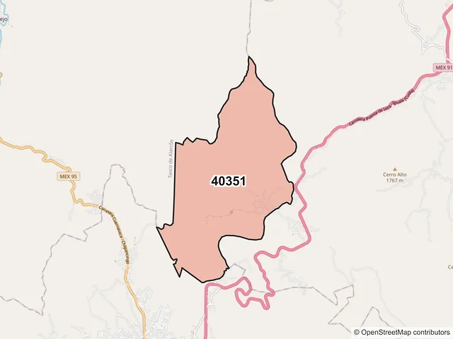Mapa del código postal 40351, Buenavista de Cuéllar, Guerrero