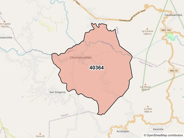 Mapa del código postal 40364, Tetipac, Guerrero