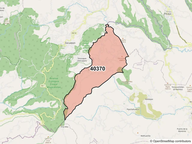 Mapa del código postal 40370, Tetipac, Guerrero