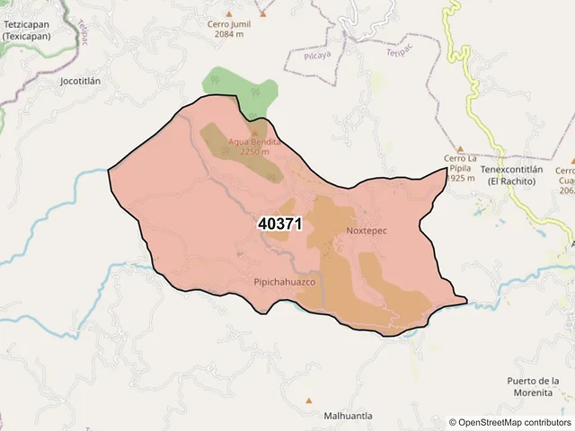 Mapa del código postal 40371, Tetipac, Guerrero