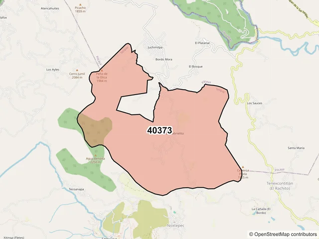 Mapa del código postal 40373, Tetipac, Guerrero