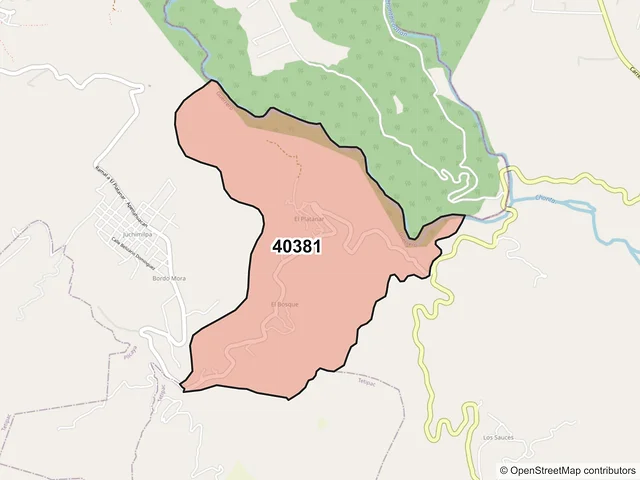 Mapa del código postal 40381, Pilcaya, Guerrero