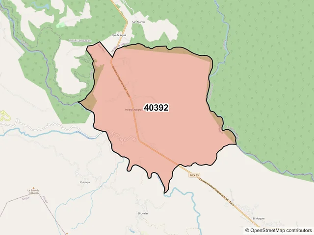 Mapa del código postal 40392, Pilcaya, Guerrero