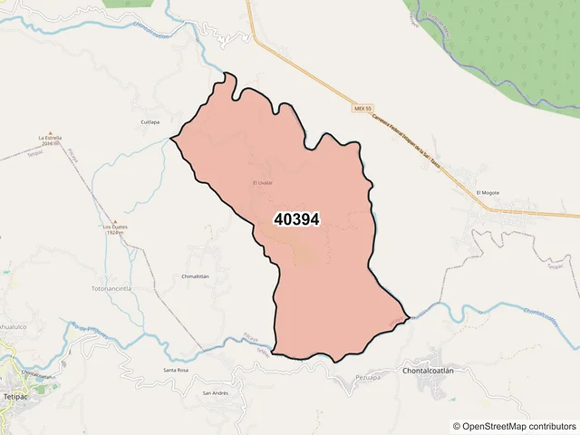 Mapa del código postal 40394, Pilcaya, Guerrero