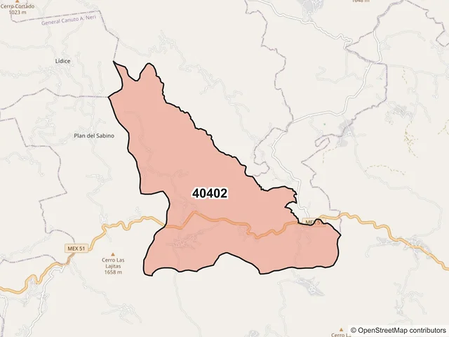 Mapa del código postal 40402, Teloloapan, Guerrero