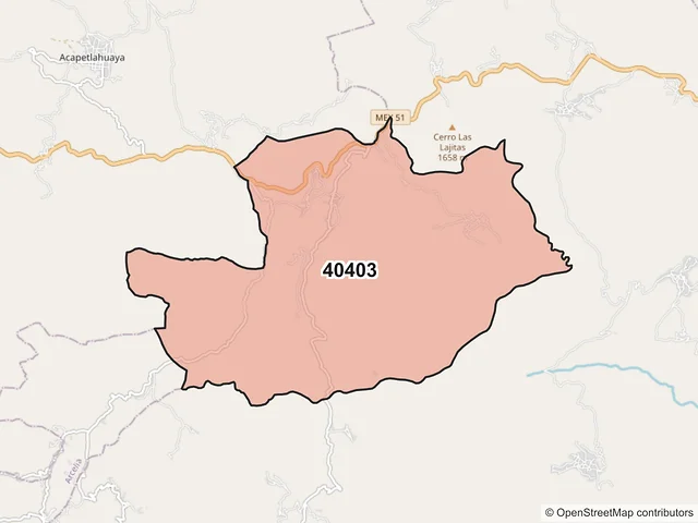 Mapa del código postal 40403, Teloloapan, Guerrero