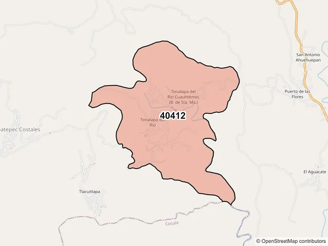 Mapa del código postal 40412, Teloloapan, Guerrero