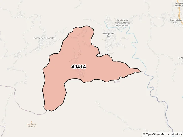 Mapa del código postal 40414, Teloloapan, Guerrero
