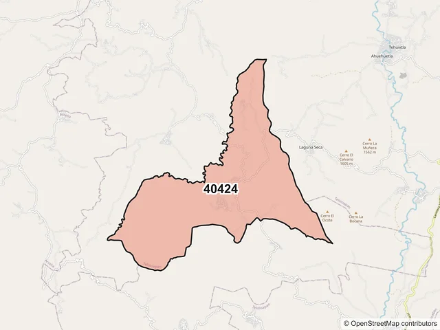 Mapa del código postal 40424, Teloloapan, Guerrero