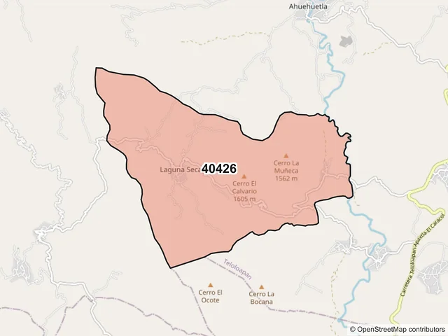 Mapa del código postal 40426, Teloloapan, Guerrero