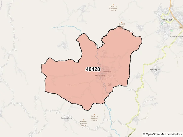 Mapa del código postal 40428, Teloloapan, Guerrero