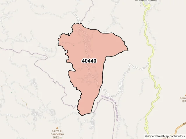 Mapa del código postal 40440, Ixcateopan de Cuauhtémoc, Guerrero