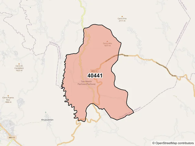 Mapa del código postal 40441, Ixcateopan de Cuauhtémoc, Guerrero