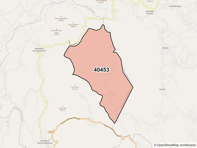 Mapa del código postal 40453, Ixcateopan de Cuauhtémoc, Guerrero