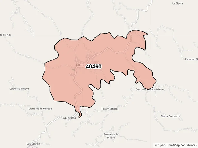 Mapa del código postal 40460, Pedro Ascencio Alquisiras, Guerrero