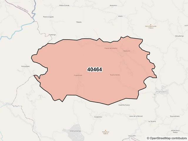 Mapa del código postal 40464, Pedro Ascencio Alquisiras, Guerrero