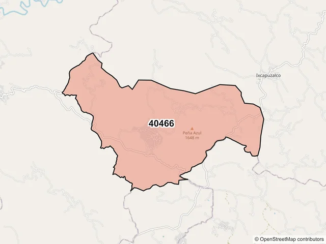 Mapa del código postal 40466, Pedro Ascencio Alquisiras, Guerrero