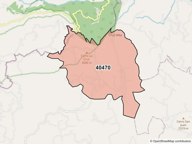 Mapa del código postal 40470, Pedro Ascencio Alquisiras, Guerrero