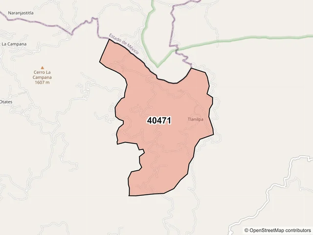 Mapa del código postal 40471, Pedro Ascencio Alquisiras, Guerrero