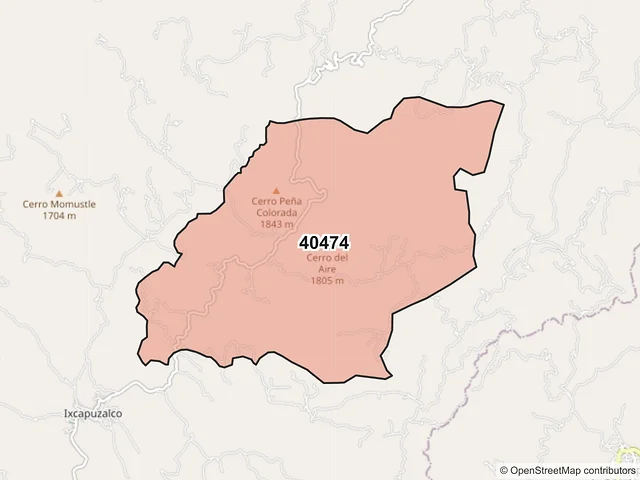 Mapa del código postal 40474, Pedro Ascencio Alquisiras, Guerrero