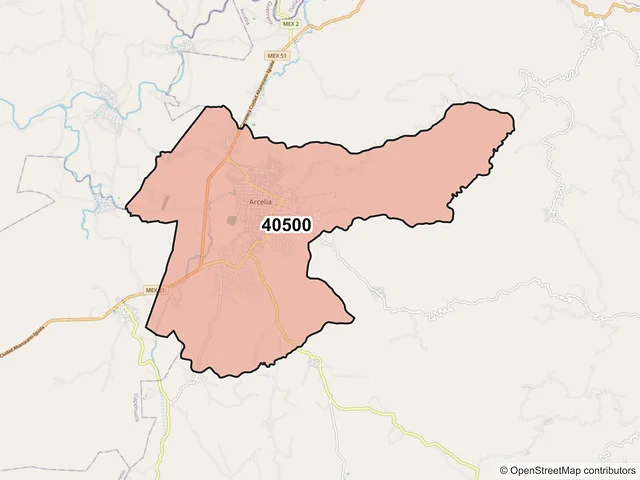 Mapa del código postal 40500, Arcelia, Guerrero