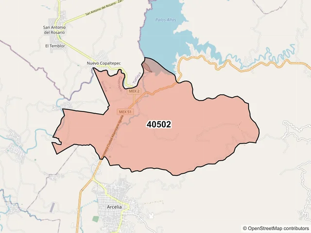 Mapa del código postal 40502, Arcelia, Guerrero