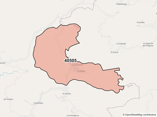 Mapa del código postal 40505, Arcelia, Guerrero