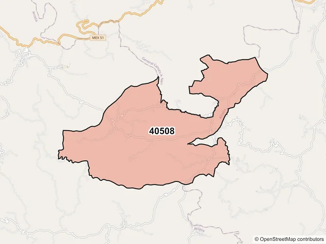 Mapa del código postal 40508, Arcelia, Guerrero