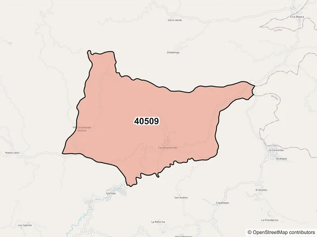 Mapa del código postal 40509, Arcelia, Guerrero