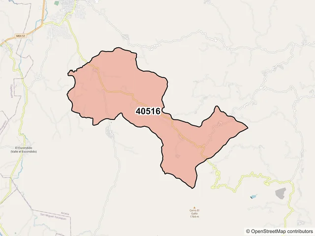 Mapa del código postal 40516, Arcelia, Guerrero