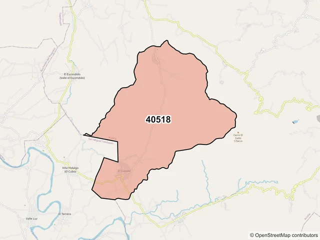 Mapa del código postal 40518, Arcelia, Guerrero