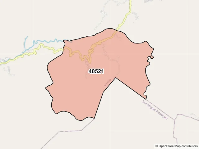 Mapa del código postal 40521, Arcelia, Guerrero