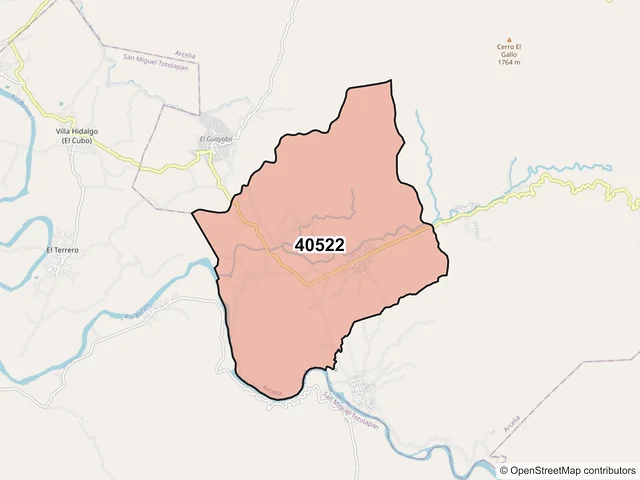 Mapa del código postal 40522, Arcelia, Guerrero