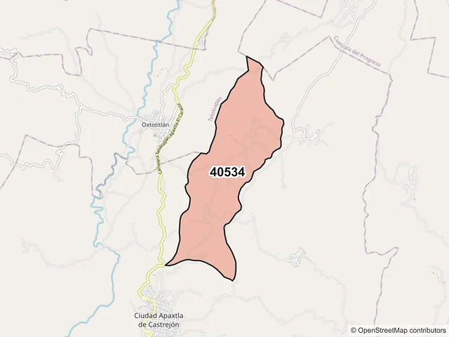 Mapa del código postal 40534, Apaxtla, Guerrero