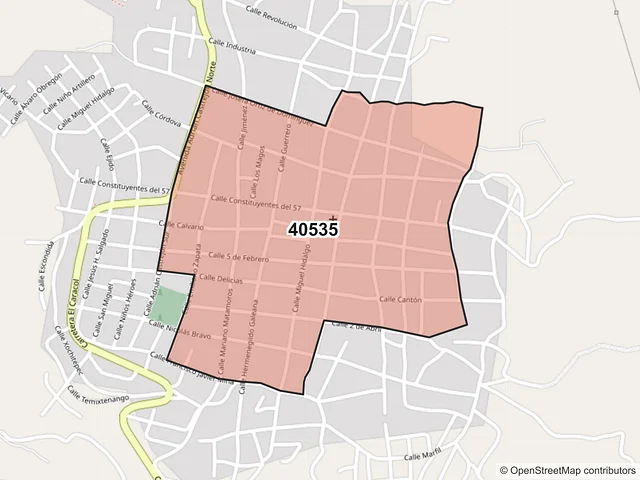 Mapa del código postal 40535, Apaxtla, Guerrero