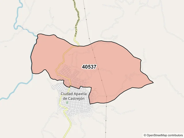 Mapa del código postal 40537, Apaxtla, Guerrero