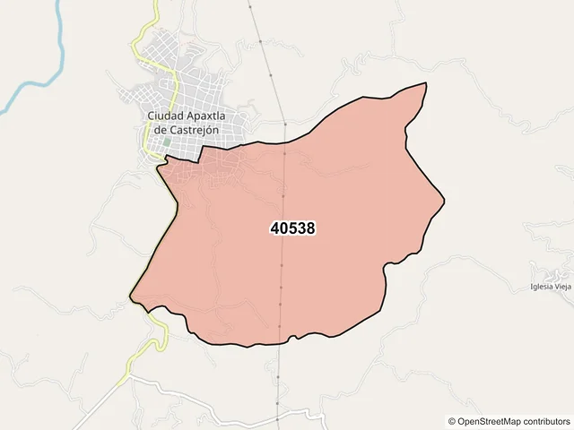 Mapa del código postal 40538, Apaxtla, Guerrero