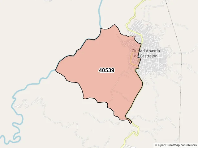 Mapa del código postal 40539, Apaxtla, Guerrero