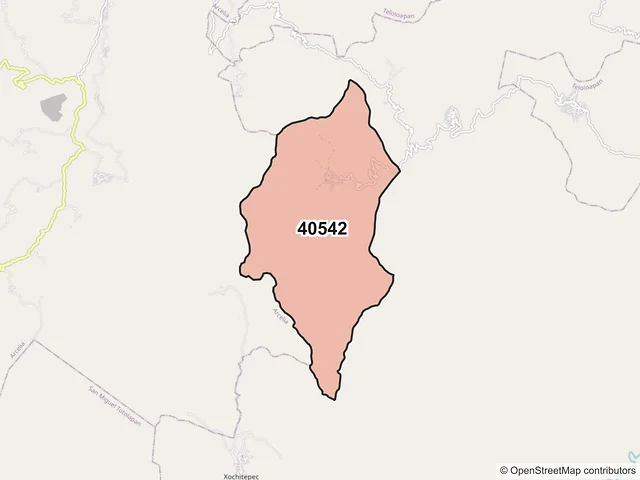 Mapa del código postal 40542, Apaxtla, Guerrero