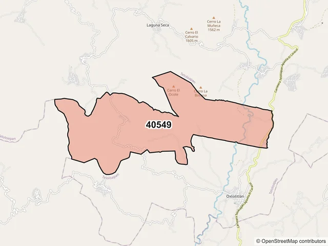 Mapa del código postal 40549, Apaxtla, Guerrero